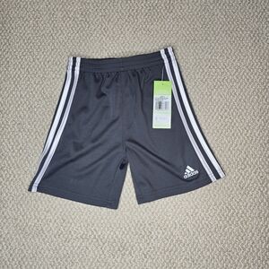Adidas Kids Charcoal Shorts with White Stripes